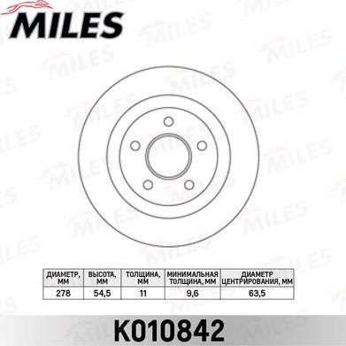 Miles K010842 - Тормозной диск autospares.lv