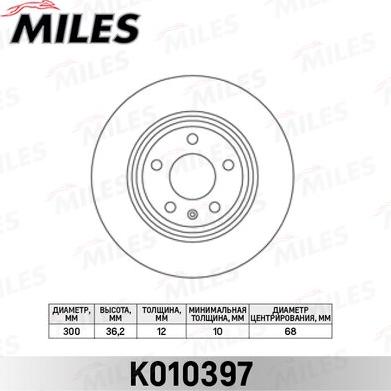 Miles K010397 - Тормозной диск autospares.lv