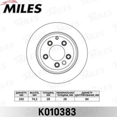 Miles K010383 - Тормозной диск autospares.lv