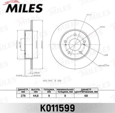 Miles K011599 - Тормозной диск autospares.lv