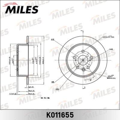 Miles K011655 - Тормозной диск autospares.lv