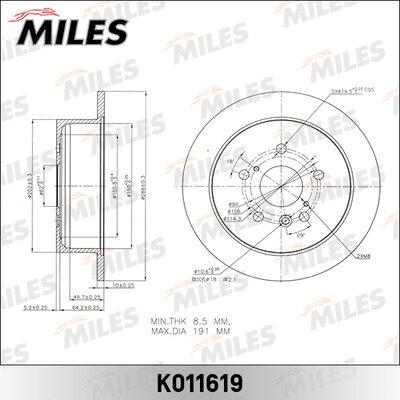 Miles K011619 - Тормозной диск autospares.lv