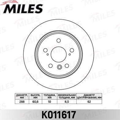 Miles K011617 - Тормозной диск autospares.lv