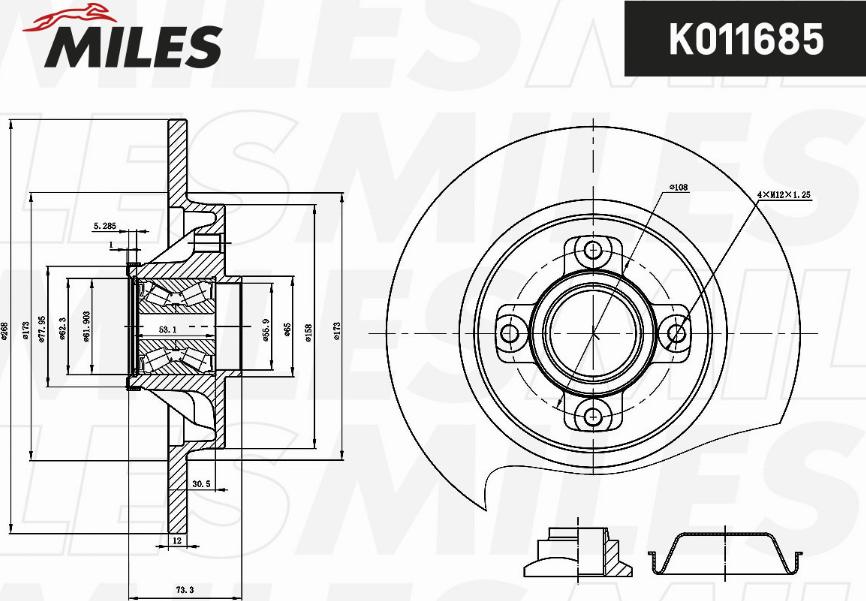 Miles K011685 - Тормозной диск autospares.lv