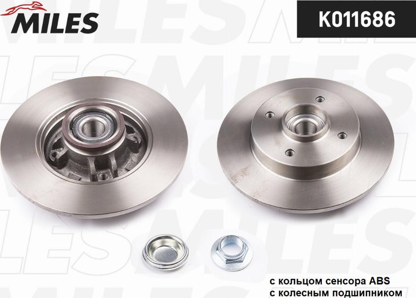 Miles K011686 - Тормозной диск autospares.lv