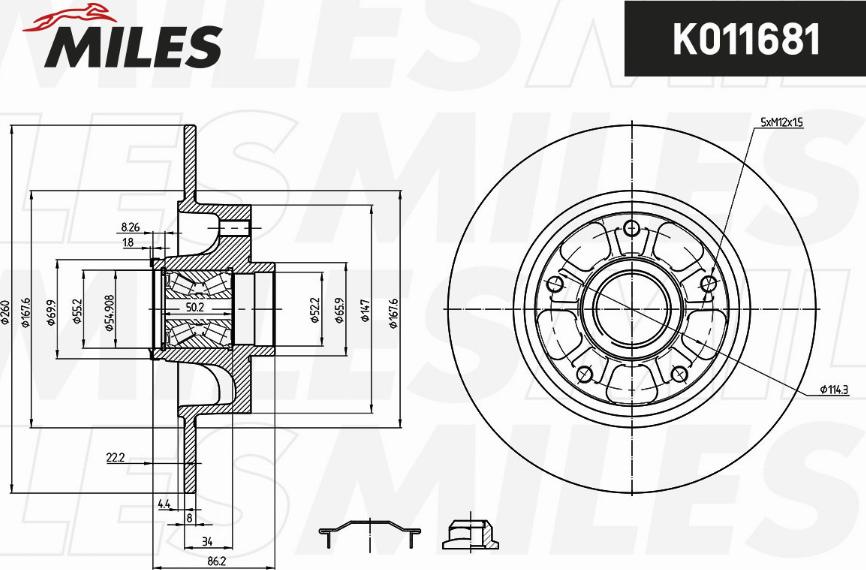 Miles K011681 - Тормозной диск autospares.lv