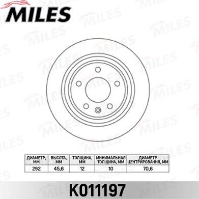 Miles K011197 - Тормозной диск autospares.lv