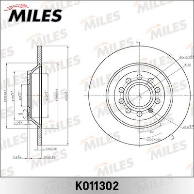 Miles K011302 - Тормозной диск autospares.lv