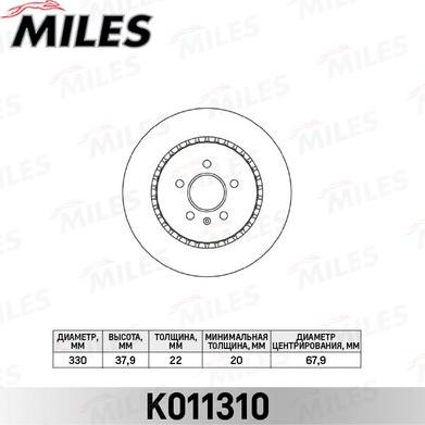 Miles K011310 - Тормозной диск autospares.lv