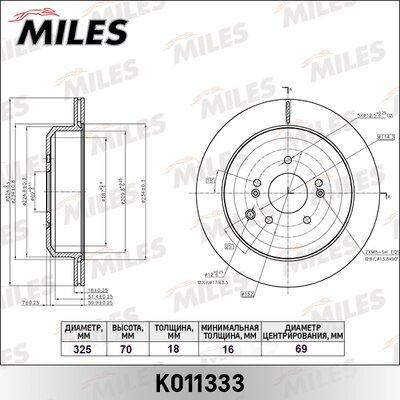 Miles K011333 - Тормозной диск autospares.lv