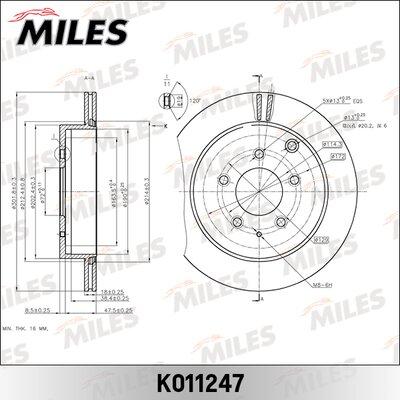 Miles K011247 - Тормозной диск autospares.lv