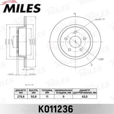 Miles K011236 - Тормозной диск autospares.lv