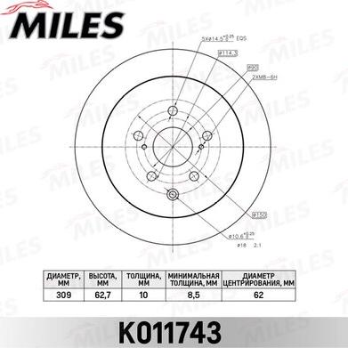 Miles K011743 - Тормозной диск autospares.lv
