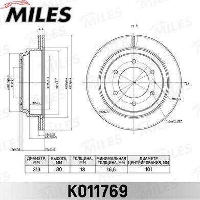 Miles K011769 - Тормозной диск autospares.lv