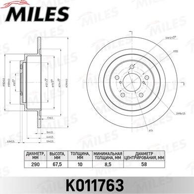 Miles K011763 - Тормозной диск autospares.lv