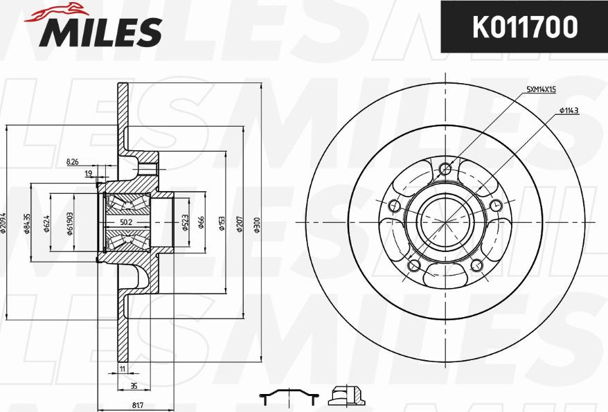 Miles K011700 - Тормозной диск autospares.lv