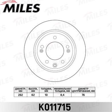 Miles K011715 - Тормозной диск autospares.lv