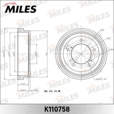 Miles K110758 - Тормозной барабан autospares.lv