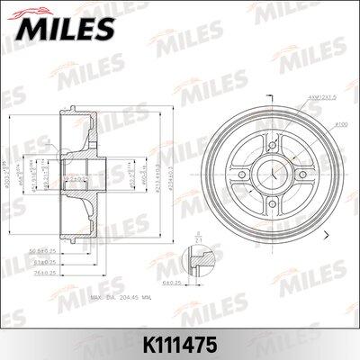 Miles K111475 - Тормозной барабан autospares.lv