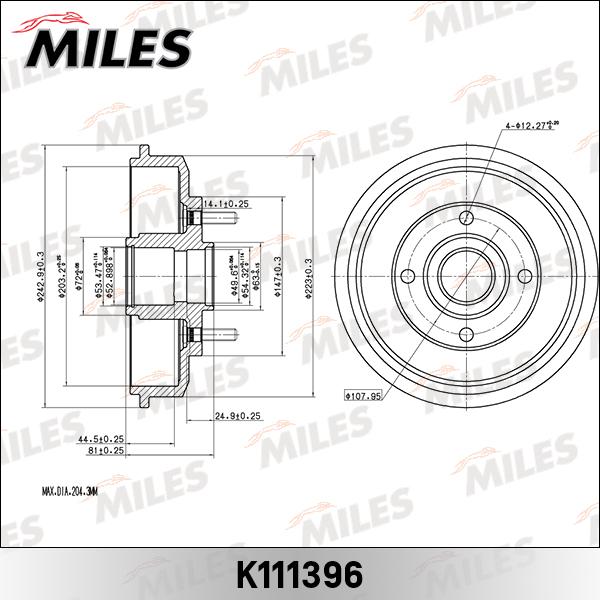 Miles K111396 - Тормозной барабан autospares.lv