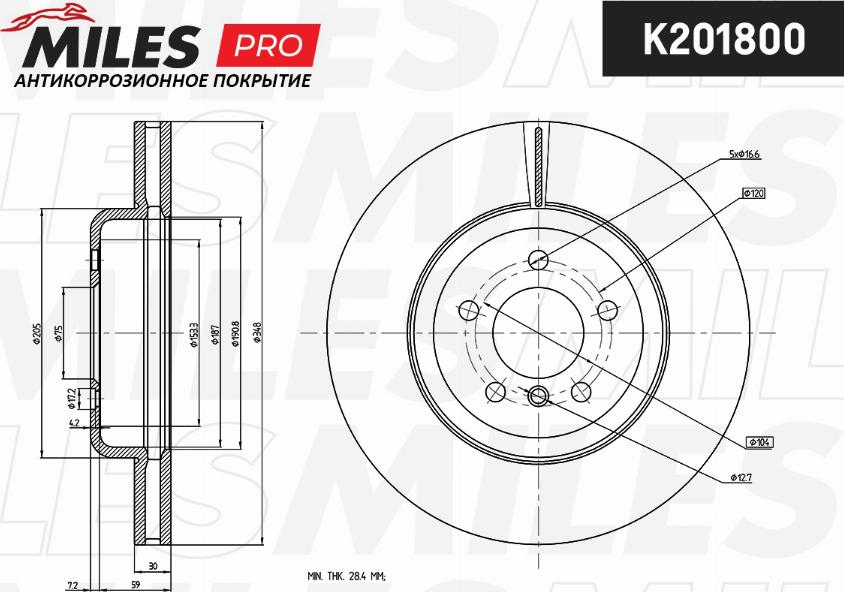 Miles K201800 - Тормозной диск autospares.lv