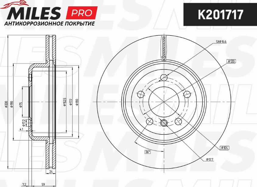 Miles K201717 - Тормозной диск autospares.lv