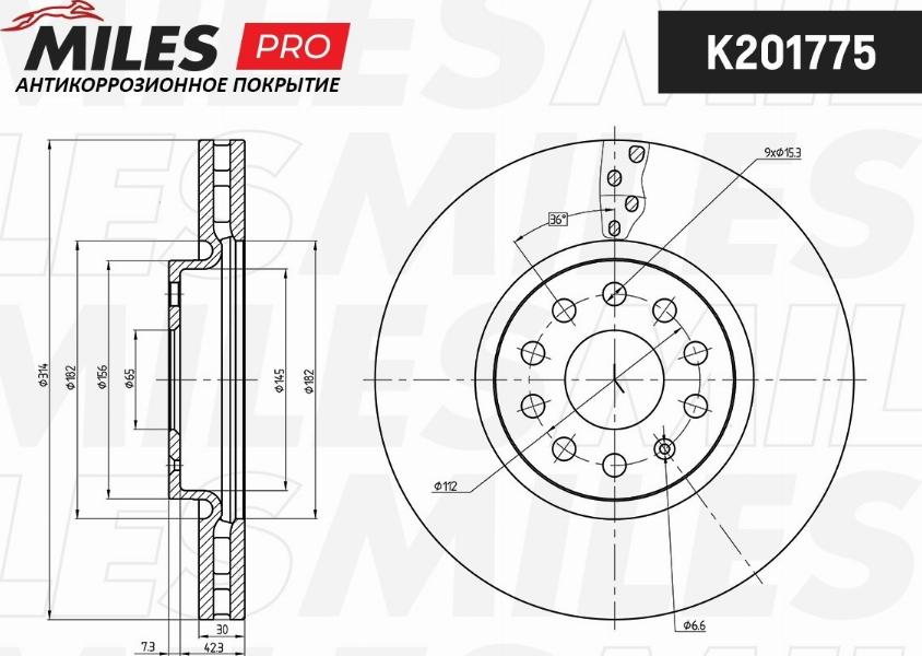 Miles K201775 - Тормозной диск autospares.lv