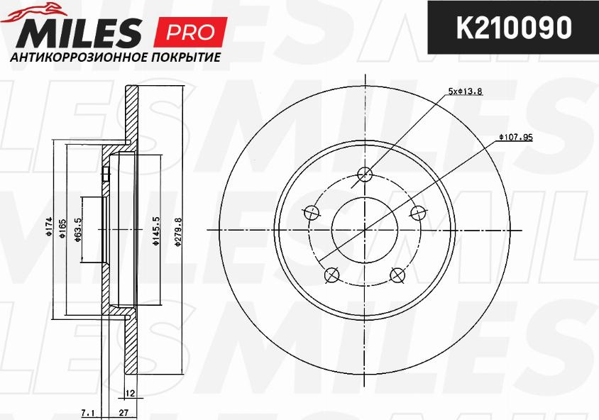 Miles K210090 - Тормозной диск autospares.lv