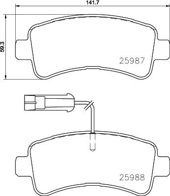 Mintex MDB3887 - Тормозные колодки, дисковые, комплект autospares.lv