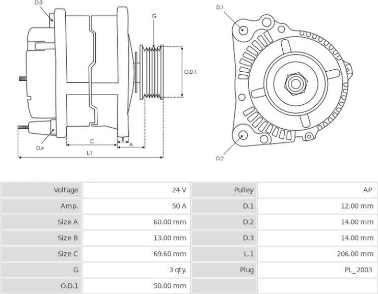 Mitsubishi A4TU9685 - Генератор autospares.lv