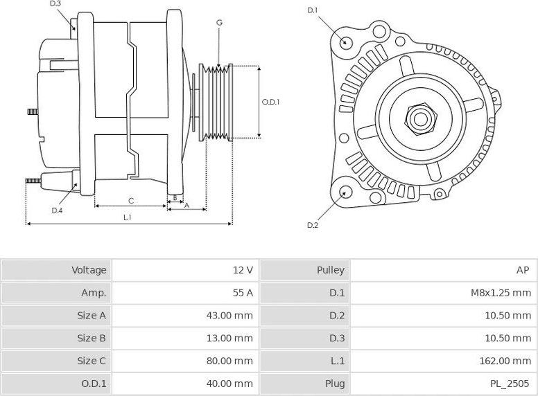 Mitsubishi A7TA1777 - Генератор autospares.lv