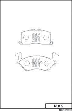 MK Kashiyama D2092 - Тормозные колодки, дисковые, комплект autospares.lv