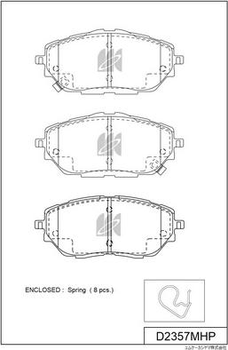 MK Kashiyama D2357MHP - Тормозные колодки, дисковые, комплект autospares.lv