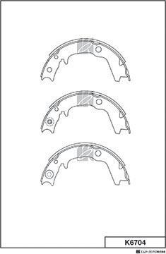 MK Kashiyama K6704 - Комплект тормозных колодок, барабанные autospares.lv