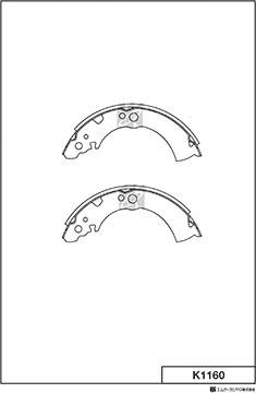 MK Kashiyama K1160 - Комплект тормозных колодок, барабанные autospares.lv