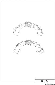 MK Kashiyama K1174 - Комплект тормозных колодок, барабанные autospares.lv