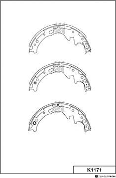 MK Kashiyama K1171 - Комплект тормозных колодок, барабанные autospares.lv