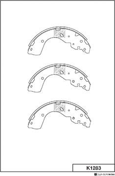 MK Kashiyama K1283 - Комплект тормозных колодок, барабанные autospares.lv