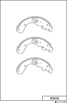 MK Kashiyama K3416 - Комплект тормозных колодок, барабанные autospares.lv