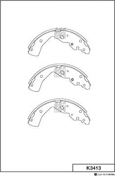 MK Kashiyama K3413 - Комплект тормозных колодок, барабанные autospares.lv