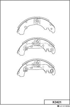 MK Kashiyama K3421 - Комплект тормозных колодок, барабанные autospares.lv