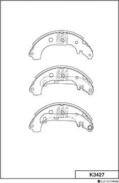 MK Kashiyama K3427 - Комплект тормозных колодок, барабанные autospares.lv