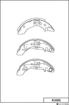 MK Kashiyama K3395 - Комплект тормозных колодок, барабанные autospares.lv