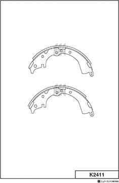 MK Kashiyama K2411 - Комплект тормозных колодок, барабанные autospares.lv