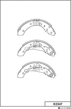 MK Kashiyama K2347 - Комплект тормозных колодок, барабанные autospares.lv