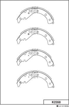 MK Kashiyama K2358 - Комплект тормозных колодок, барабанные autospares.lv