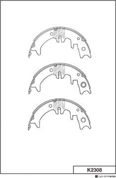 MK Kashiyama K2308 - Комплект тормозных колодок, барабанные autospares.lv