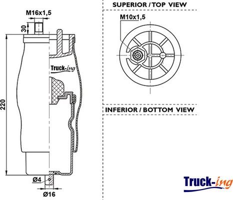 Montcada 0194150 - Баллон пневматической рессоры, крепление кабины autospares.lv