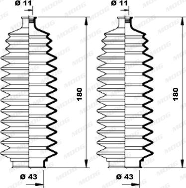 Moog K150105 - Комплект пыльника, рулевое управление autospares.lv