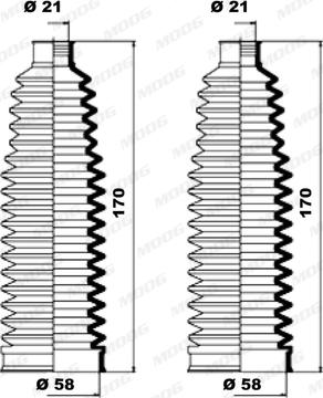 Moog K150233 - Комплект пыльника, рулевое управление autospares.lv